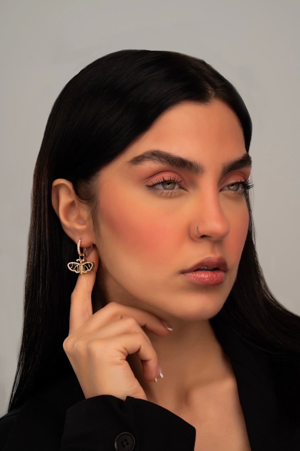 Onyx & Diamond Butterfly Earrings